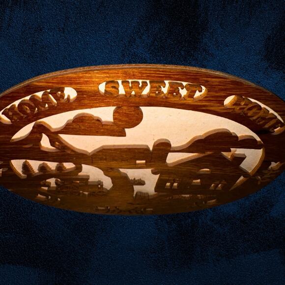 Handmade 1997 Scroll Saw “Home Sweet Home” Wood Plaque | Rustic Farmhouse Art - Picture 7 of 9